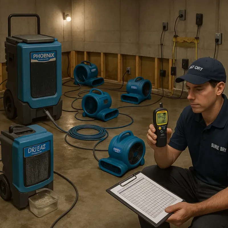 Structural Drying and Dehumidification process in Carol Stream, IL